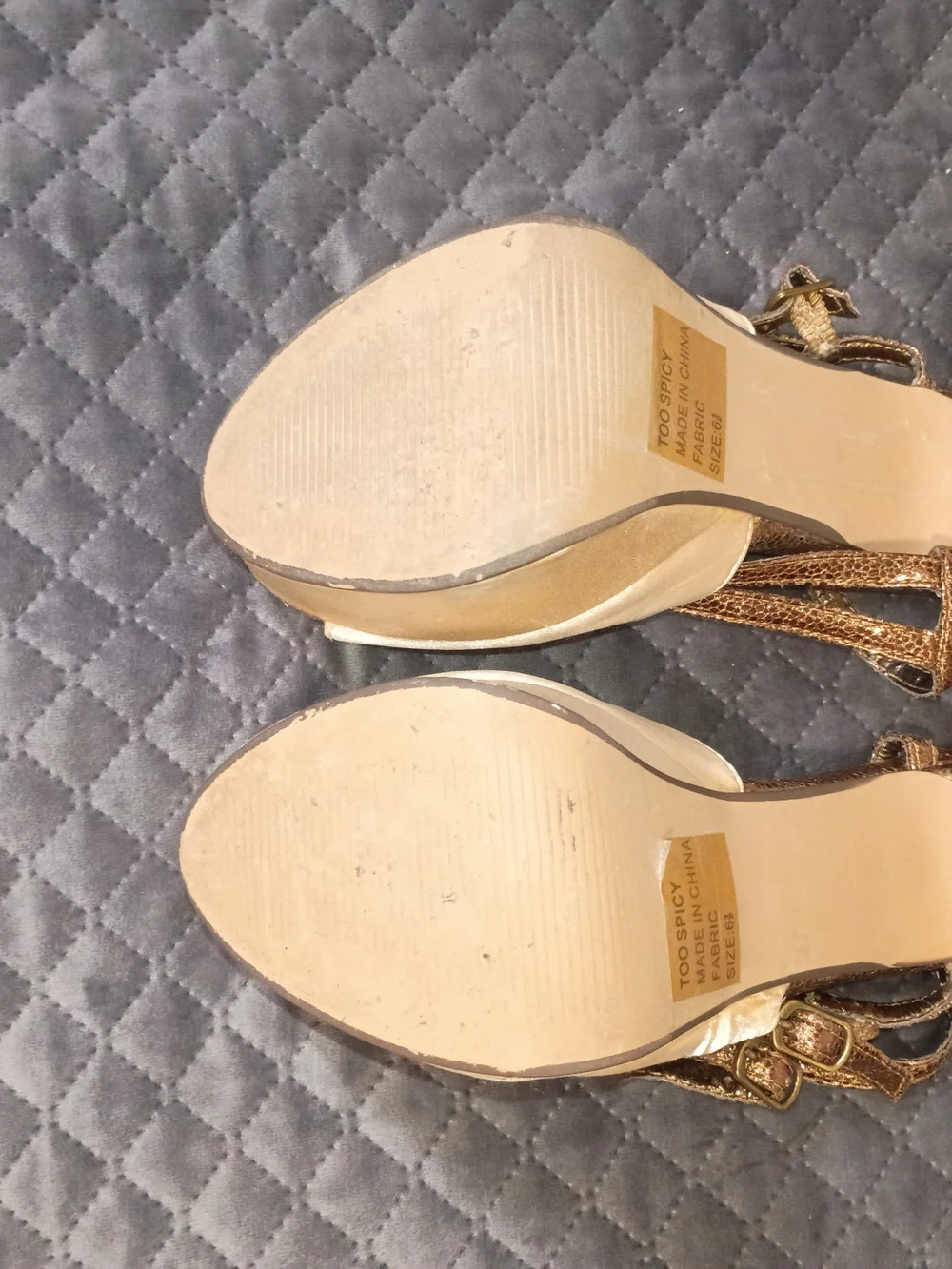 2 Lips Too Gold and Brown Platform Heel Sandals